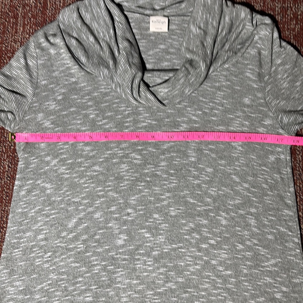 Kaileigh Light Green Gray Cowl Neck relaxed fit tunic loose fit 3/4 sleeve top - Picture 3 of 12